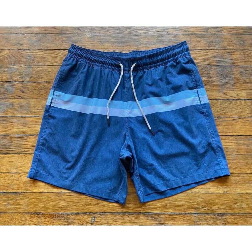 FAIR HARBOR Gray/Blue Striped Swim Shorts sz XL
